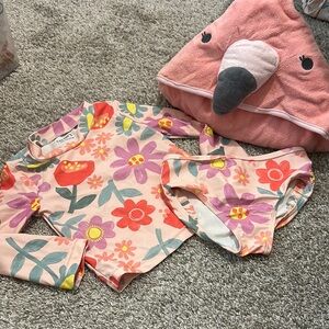 Carter's Floral Swimsuit Set with Long Sleeves